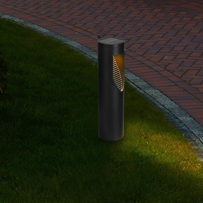 Techko Outdoor Solar Cylinder Bollard Path Lights, Modern Design, Waterproof IP65, Garden Lights for Landscape, Yard, Walkway, Pathway, Matte Black