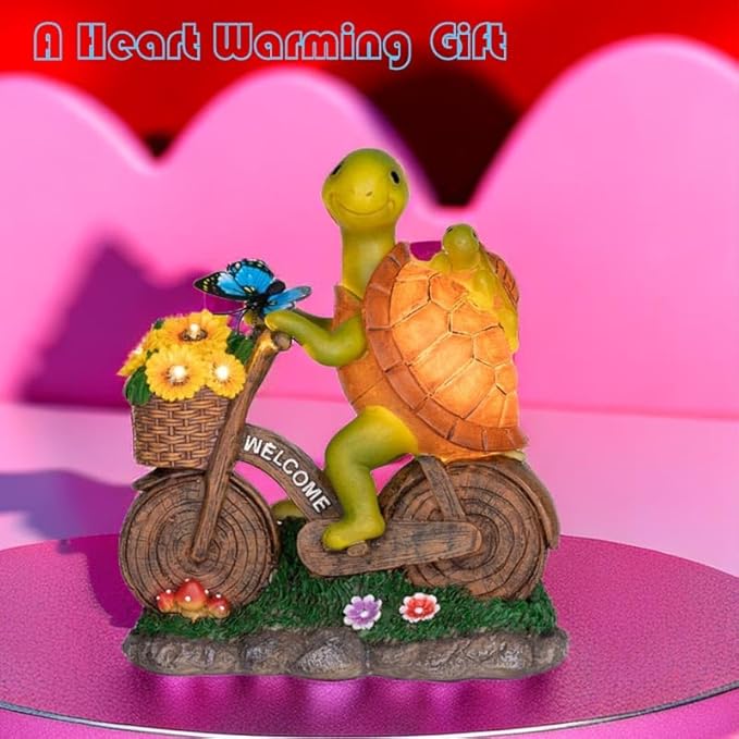 Garden Turtle Outdoor Statue -Solar Turtle Statue Outdoor with Lighted Sunflower,Turle Figurine for Garden Decor,Turtle Gifts for Women