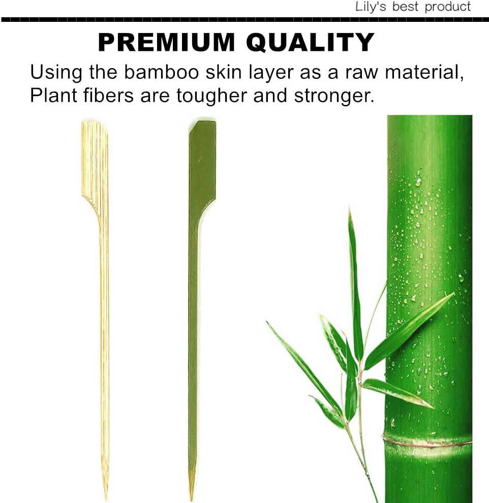 HOPELF 7 inch Bamboo Paddle Picks Skewers for Cocktail，Fruit Kabobs，BBQ，Kitchen，Grilling，Barbeque Snacks.Wood pick More Size Choices 3.5''/ 4.7''/ 7''/ 10'' (Pack of 100)