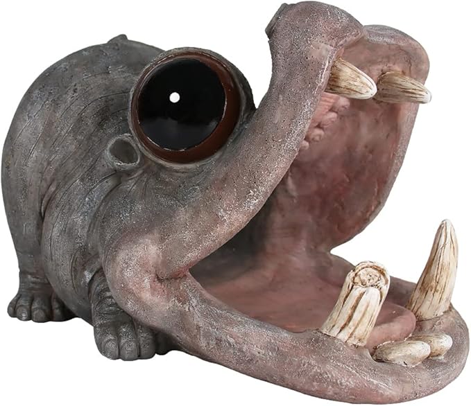 Decorative Hippo Gutter Downspout Extension Outdoor Statues Sculpture Garden Decoration Rain Gutter Guardian Downspout Diverter Splash Block Gutter Extender Decor for Patio Yard Lawn