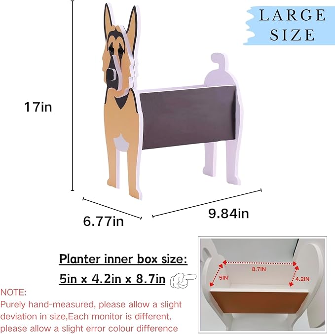German Shepherd Dog Planter Plant Pots,Cute Garden Dog Flower Planter,Large Dog Planters Birthday Gifts for Women,Office,Indoor/Outdoor Decor（9.84 * 6.77 * 17in）