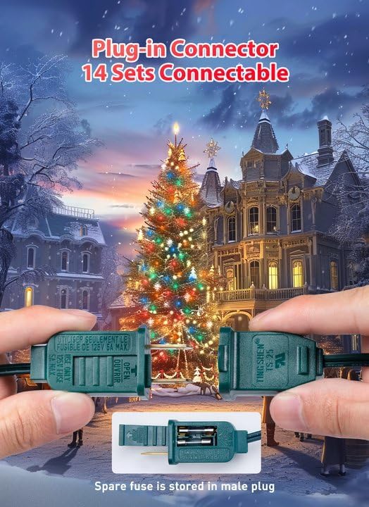 Multicolor C7 LED Christmas String Lights, 50FT C7 Vintage Christmas Lights, Commercial Connectable Christmas Tree Lights for Xmas Holiday Roofline Garden Wedding Decor