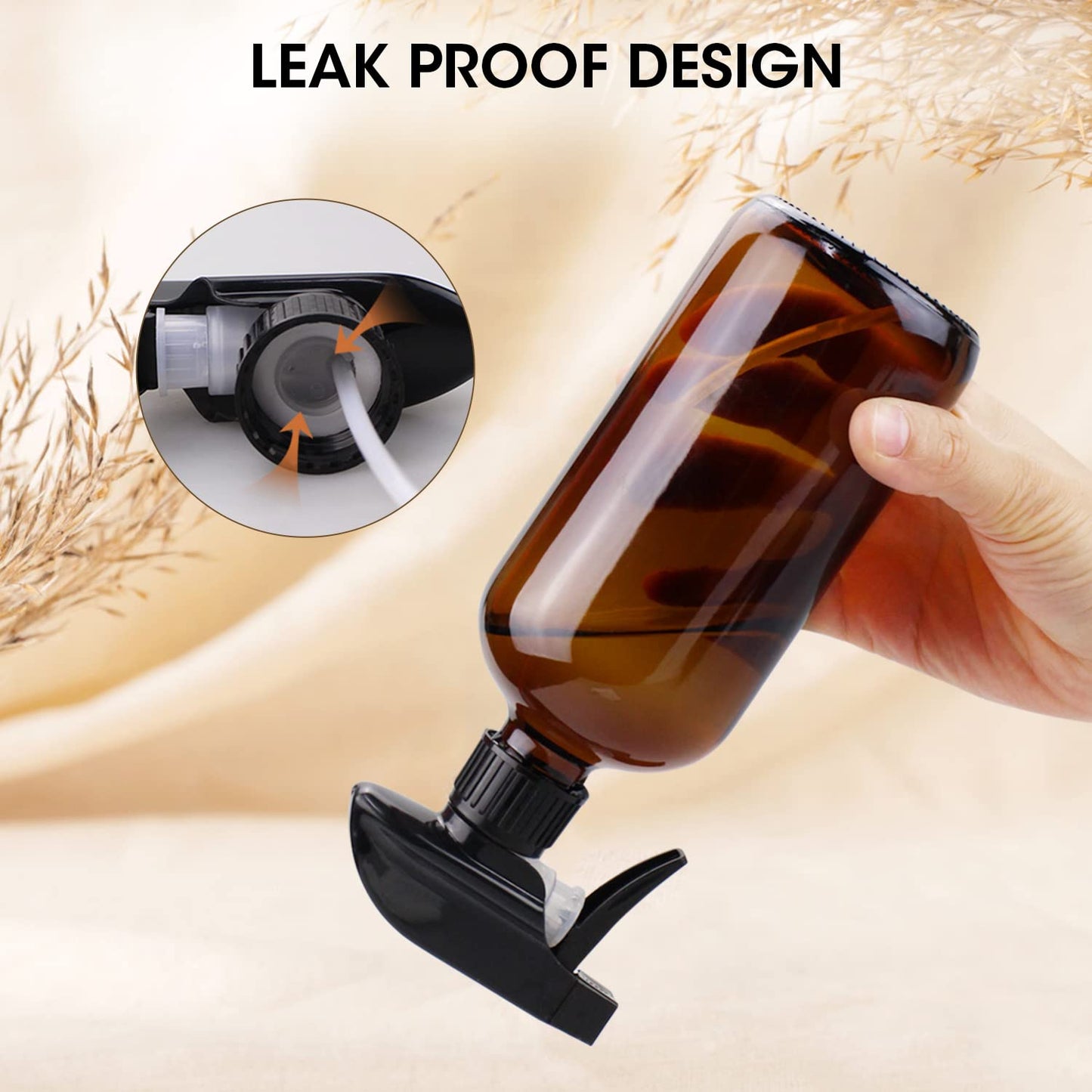 Wedama Amber Glass Spray Bottles, 16 oz Glass Spray Bottles for Cleaning Solutions and Essential Oils, Refillable Empty Spray Bottle with Adjustable Nozzles for Alcohol, Plant and Hair Care (1 Pack)