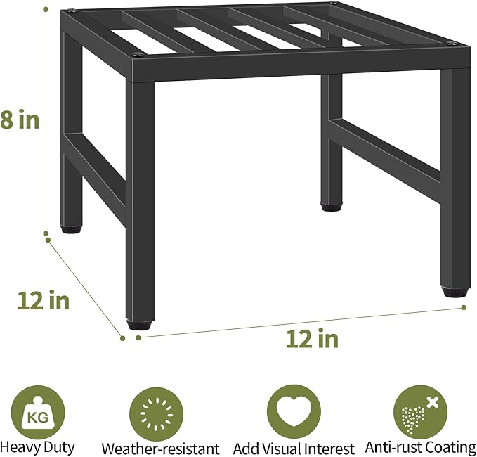 Plant Stand Indoor Outdoor, Heavy Duty Wrought Iron Pedestal Stands Metal Plant Stand for Indoor Outdoor, Sturdy Low Flower Stand Display Planter Shelf, 2pcs, Black