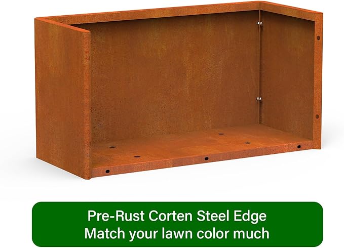 Metal Planter Box - 25x11x13H Inch, Co rten Steel Planter for Patio, Garden, Porch - Brown