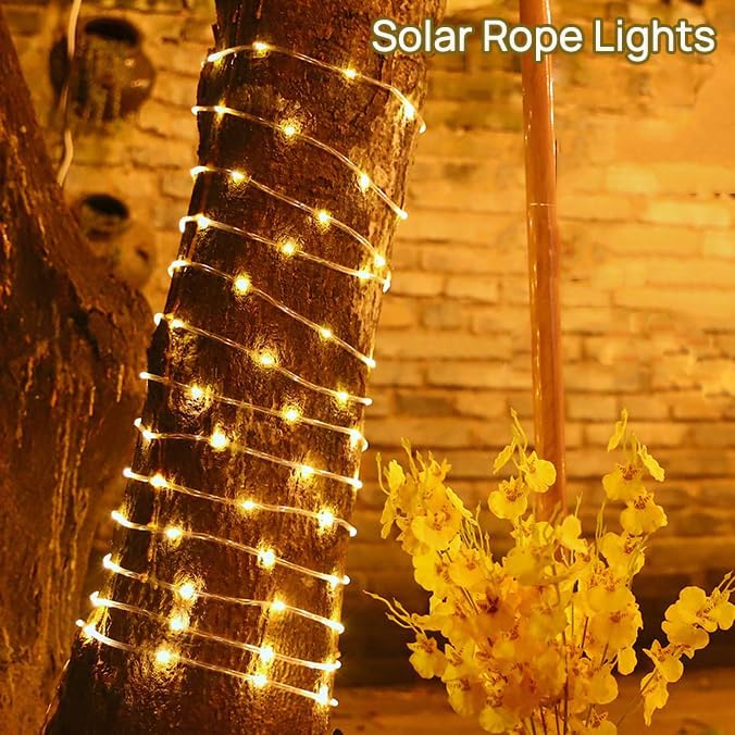 Solar Rope Light Waterproof IP65 39FT 100LEDs Outdoor LED ‎Solar Outdoor Lights for Party Garden Yard Home Wedding Christmas Halloween Holiday Tree Decoration Lighting