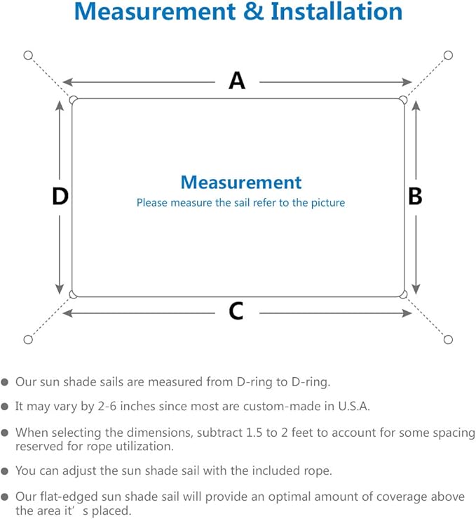 Eden's Decor Straight Flat-Edged Sun Shade Sail Rectangular 5' x 11' Beige UV-Blocking Outdoor Canopy Fabric Cloth Awning for Pergola Patio Garden Backyard Custom Size