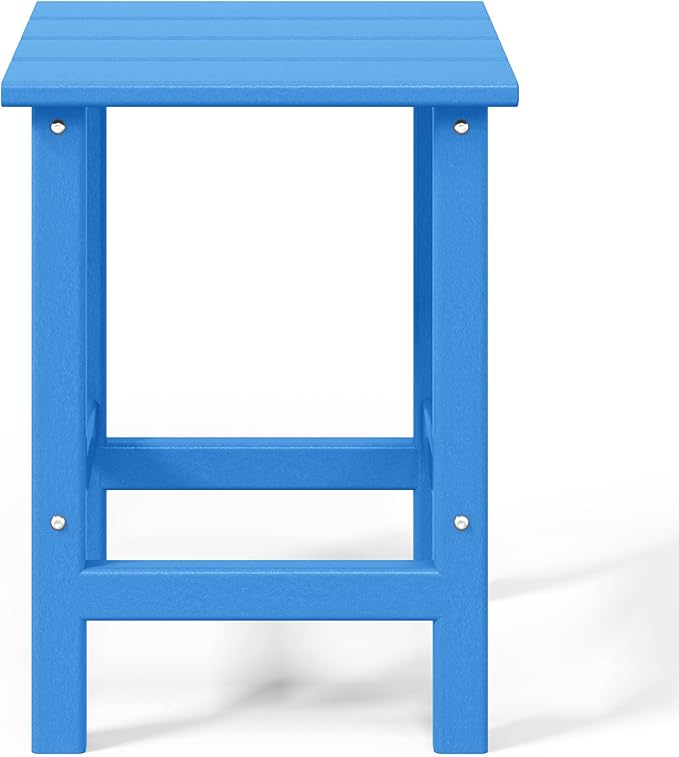 WO Home Furniture Adirondack Chairs Table Set of 3 PCS Outdoor Folding Chairs Side End Table Weather/UV Resistant for Lawn, Garden, Bon Fire, Balcony (Pacific Blue)