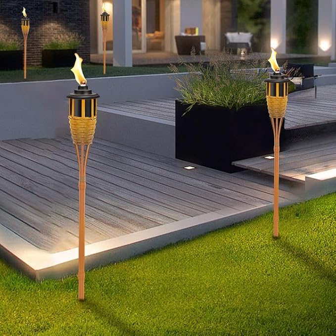 6 Pack Torch Canisters,16oz Replacement Torch Refillable Canisters with Wicks,Caps, Outdoor Citronella Fuel Torch Canister for Luau Party, DIY Garden Decor.