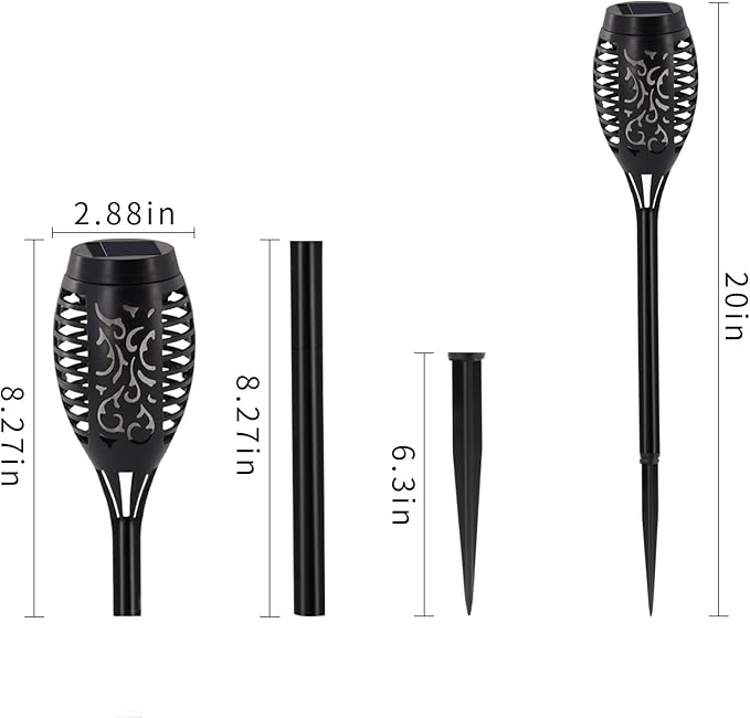 Solar Torch Lights Outdoor, 12 Pack Solar Torch Lights with Flickering Flame, 12 LED Mini Tiki Torches for Outside Waterproof Landscape Decorations for Garden Pathway Dusk to Dawn Auto On/Off