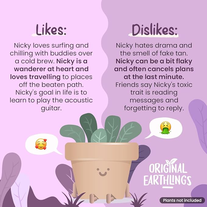 Original Earthlings Legs Out Pot - 3.5 Inch Cute Plant Pot - Plastic Funny Planter with Drainage - Unique Cactus Plant Lover Gift - Small Succulent Face Flower Pot - Cute Plant Gifts for Plant Lovers