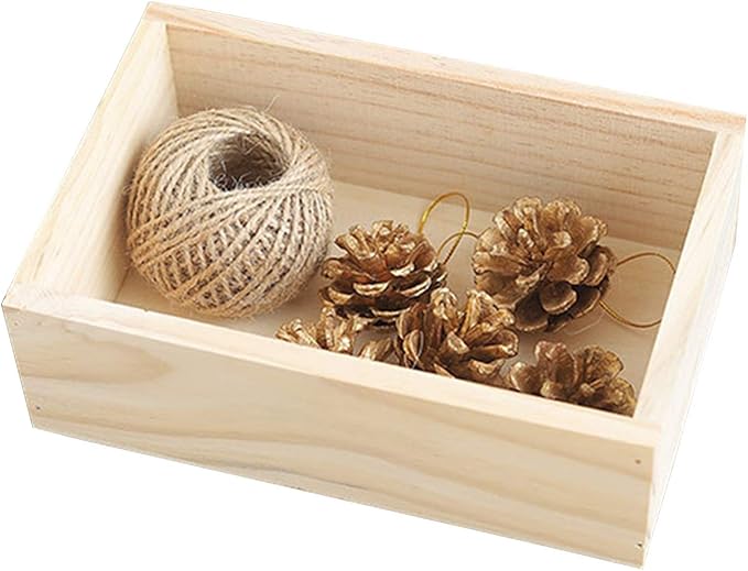 7.5" × 5" × 2.4" Wood Succulent Planter Plant Container Box Window Boxes Rectangular Flower Bed Pot Storage Box for Indoor Outdoor Home Venue Decor