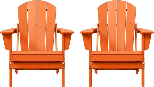 Westin Outdoors Laguna WO Home Furniture Adirondack Chair 2 PCS Set Outdoor Folding Patio Chair for Bon Fire Pit Garden Lawn Backyard Lounging Relaxing (Orange)