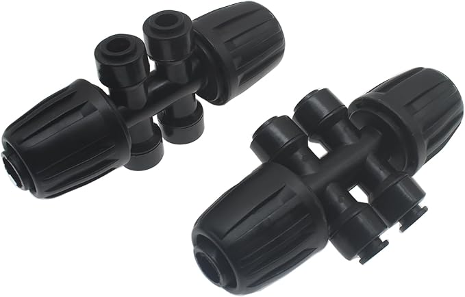 4pcs 1/2'' to 1/4'' Barbed Tee Quick Connector Push-to-Fit 6 Way Drip Irrigation Fittings