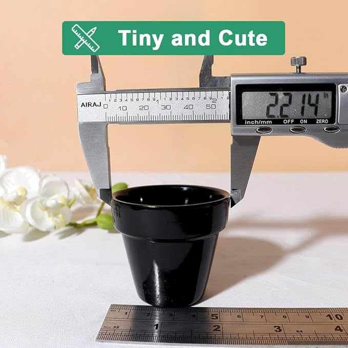 vensovo 48 Pcs 2" Tiny Ceramic Plant Pots with Drainage Hole - Black Small Mini Ceramic Pottery Planter Ideal for Indoor/Outdoor Plants, Crafts, Wedding Favors