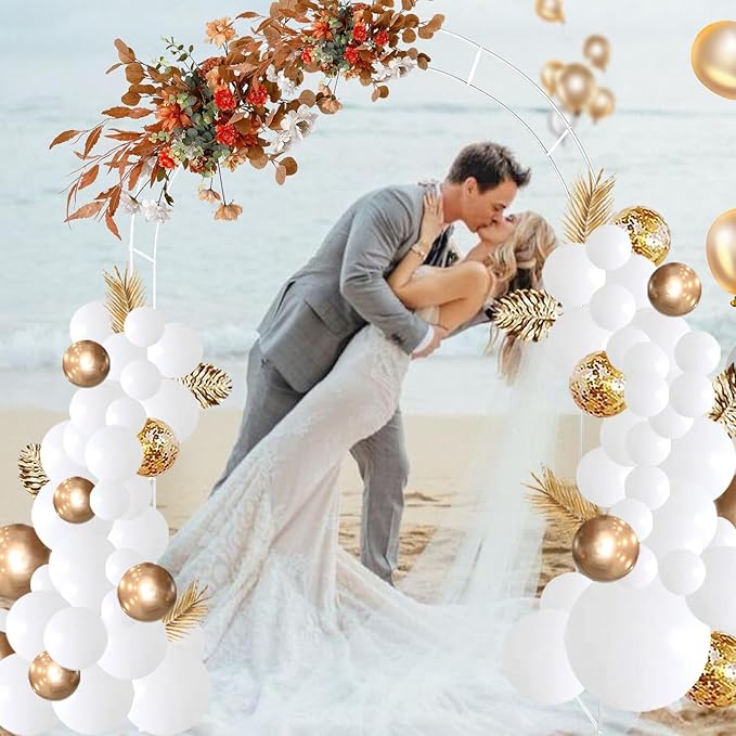 Tytroy Reconfigurable & Easy-to-Assemble Metal Outdoor & Indoor 7'6" Garden or Wedding Arch Arbor for Wedding Bridal Party Elegant Decorations & Garden Climbing Plants Vines (White 1PC)