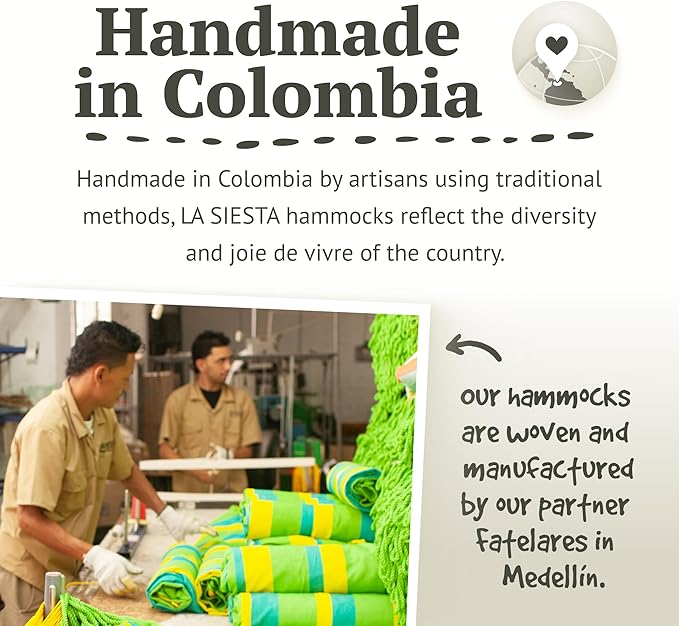 LA SIESTA® - Medium Basic Domingo Hammock Swing Chair - Weather & Tear Resistant Hanging Hammock Chair - Indoor Outdoor Hammock Chair Swing - Patio Porch Bedroom Hanging Chair - Max 250 Lbs, Lime