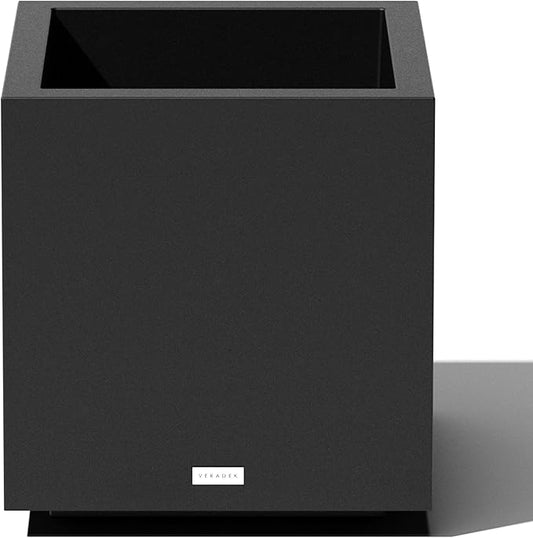 Veradek Block Series Cube Plastic Planter - Large Square Planter for Indoor or Outdoor Patio/Garden | Durable All-Weather Use with Drainage Holes | Modern Décor for Tall Plants, Trees, Flowers