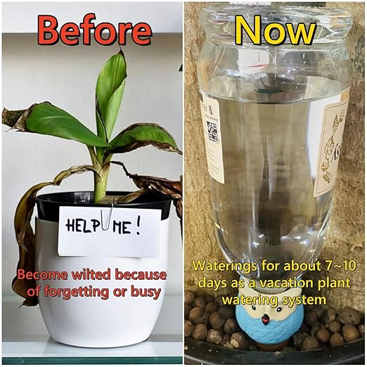 4 Pack Plant Watering Devices, Terracotta Watering Spikes, Vacation Self Watering Planter Insert, Automatic Plant Waterer for Indoor Outdoor Plants (Big Head)