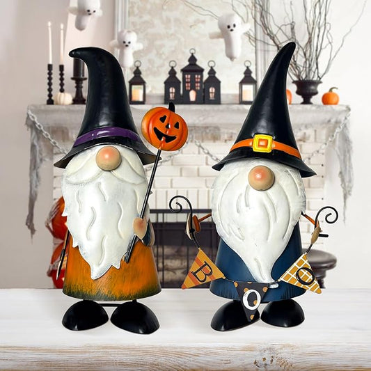 HONGLAND Cute Gnomes Decorations -14 Inch Fall Metal Gnomes Thanksgiving Day Decor - Elf Dwarf Gnomes Figurines - Gnome Decorations for Indoor Outdoor Home Decor