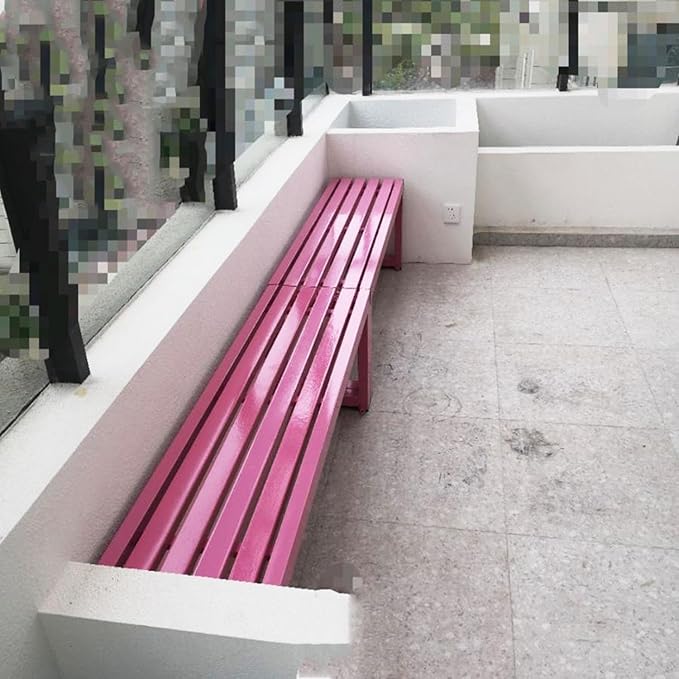 Weatherproof Metal Dining Bench, Outdoor Bench Backless Patio Bench 2-Person Farmhouse Bench Garden Bench for Kitchen, Living Room, Entryway(Pink,59in)