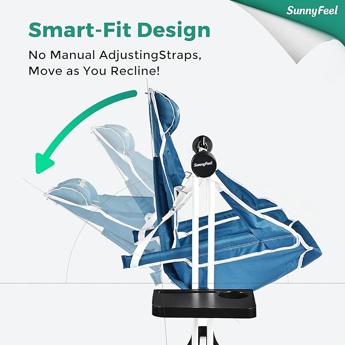 SUNNYFEEL Hammock Camping Chair, Oversized Swinging Camping Chair, Portable Hammock Chairs with Cup Holder, Beach Mat, MAX 300lbs Heavy Duty for Outdoor Travel Lawn Backyard Beach (Blue)