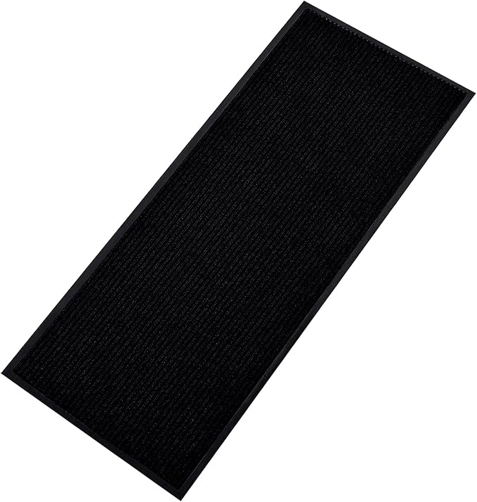 fani Heavy Duty Large Outdoor Indoor Entrance Black Doormat Waterproof Low Profile Entrance Rug Front Door Mat Patio Anti-Skid Rubber Back, 48x120 inch (Jet Black)
