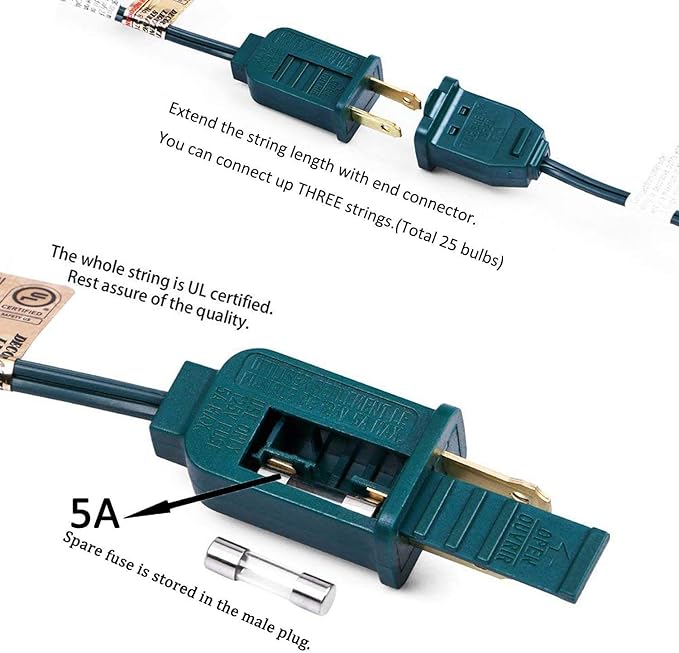 C7 Red Christmas Lights, 25Ft C7 Outdoor Christmas String Lights With 27 Red Ceramic Bulbs(2 Spare), Vintage Christmas Lights for Outdoor Roofline Patio Holiday Party Christmas Tree Valentine Decor