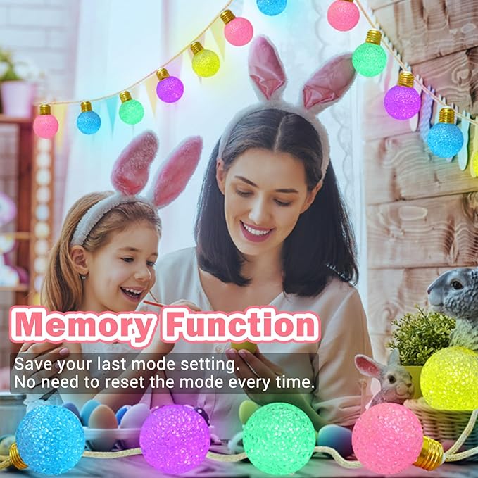 Toodour Easter Pastel Lights, 26Ft 16 LED Indoor String Lights with 8 Modes, Vintage Rope Hemp Globe String Lights for Home, Holiday, Indoor Outdoor Easter Decor