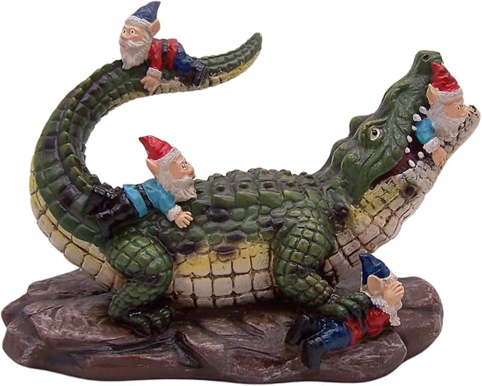 Gator Gnome: Whimsical Garden Figurine - Unique Home & Outdoor Decor