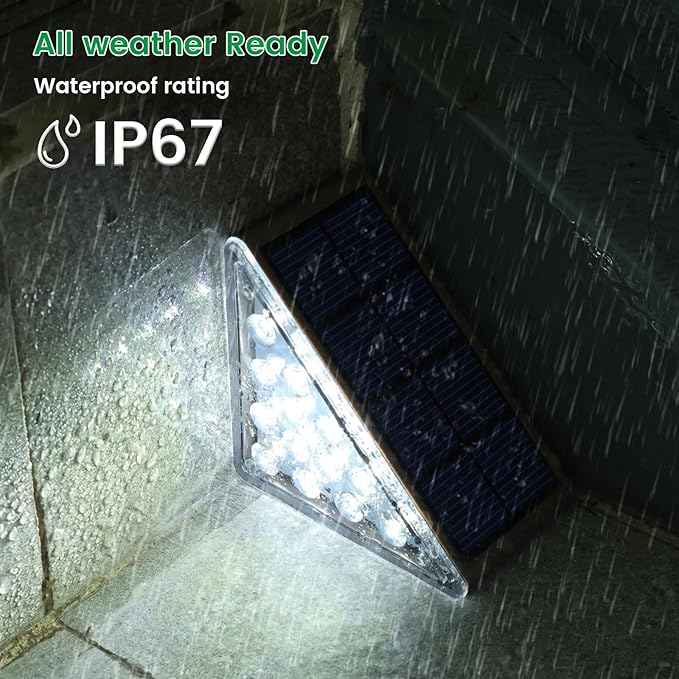 Solar Step Lights for Outside,16 Pack Solar Stair Lights Outdoor Waterproof IP67,Outdoor Deck Step Lights,Solar Outdoor Lights for Staircase,Patio,Front Step(Cool Brown)…