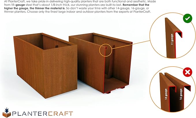Tall Corten Steel Planter Box – 48x24 Inch Large Rectangular Planter for Outdoor Privacy & Patios | Heavy Duty Metal | Made in USA, Fully Assembled