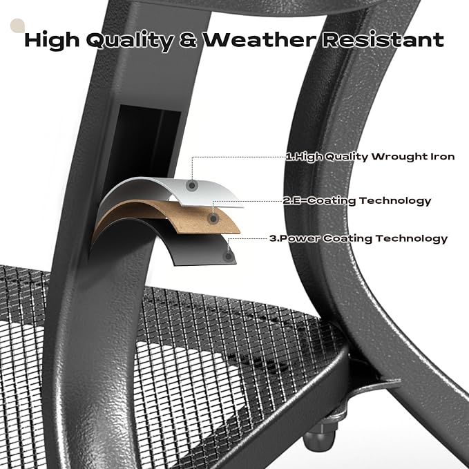 Patio Tables Outdoor Dining Table - Metal Coffee Tables with 2-Tier Storage Shelf 1.57" Umbrella Hole for Outside Proch Deck Balcony Garden Rectangle