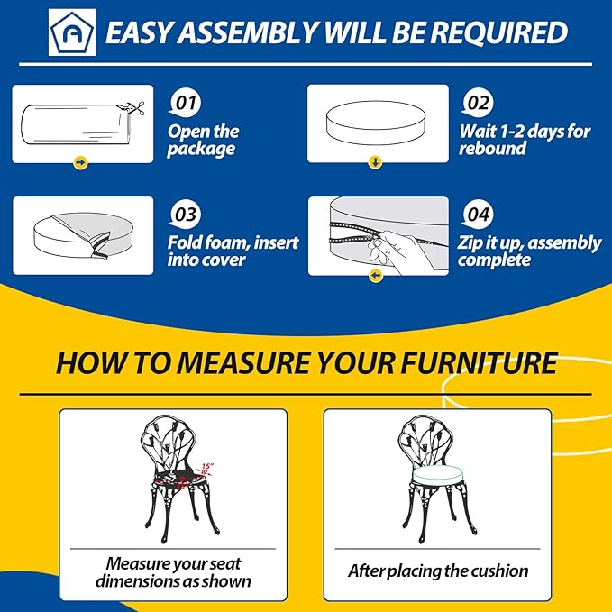 AAAAAcessories Outdoor Seat Cushions for Chairs, Waterproof, Fade-Resistant Patio Furniture Replacement Cushions, 15" x 15" x 2", Set of 2, Rust