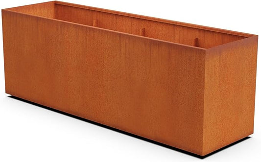 Corten Steel Planter Rectangle Outdoor Metal Garden Box Heavy Duty | Made in USA | Fully Assembled
