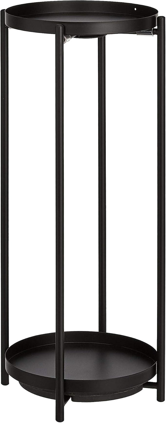 Amazon Basics Two-Tier Metal Metal Round Plant Stand, Black