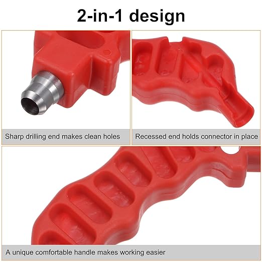HARFINGTON 3Pcs 2-in-One Drip Irrigation Tubing Hole Punch 8mm for 1/4 Inch Fitting and Emitter Insertion Drip Tube Hole Punch Fitting Insertion Tools for Laying Branch Drip Pipes, Red