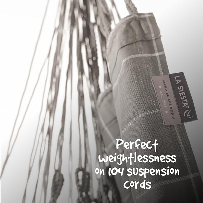 LA SIESTA® - Large Comfort Domingo Hammock Chair & TreeMount - Weather & Tear Resistant Hanging Chair w/Suspension Kit for Trees Beams & Posts - Bedroom Patio Outdoor Indoor Hammock Chair - Almond