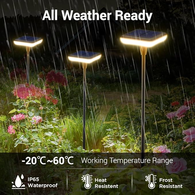 Solar Lights Outdoor Garden 4 Pack Solar Pathway Light 31" Tall Sway by Wind Solar Swaying Lights 34LM Bright Up to 12H IP65 Waterproof Auto On/Off for Outside Yard Path Patio Lawn Flower