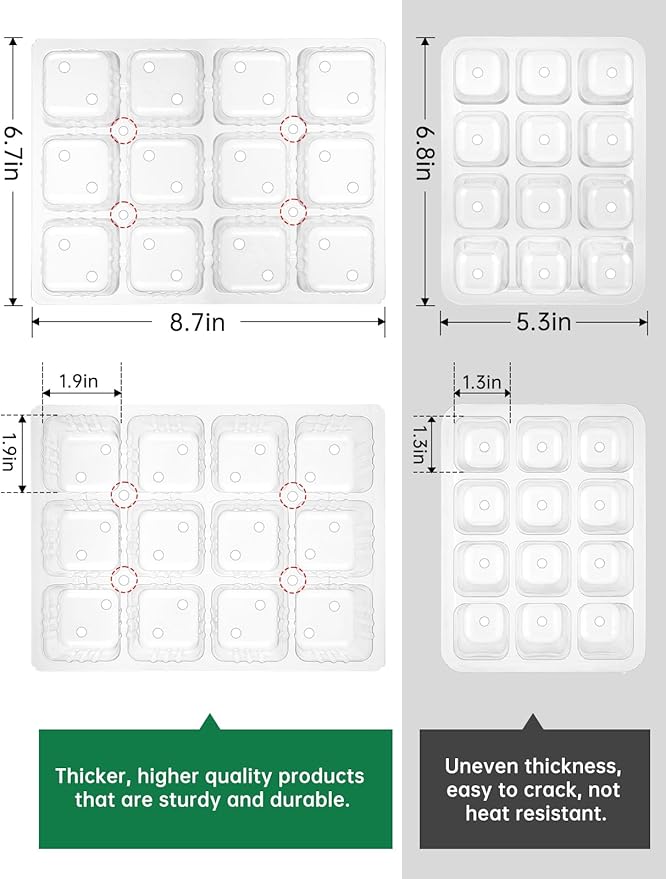 4 Packs Medium Seed Starter Tray, Adjustable Brightness and Timer, Upgraded 24 Full Spectrum LEDs, Seed Starter Kit with Drainage Holes, Tools and Labels for Indoor Plant Growing