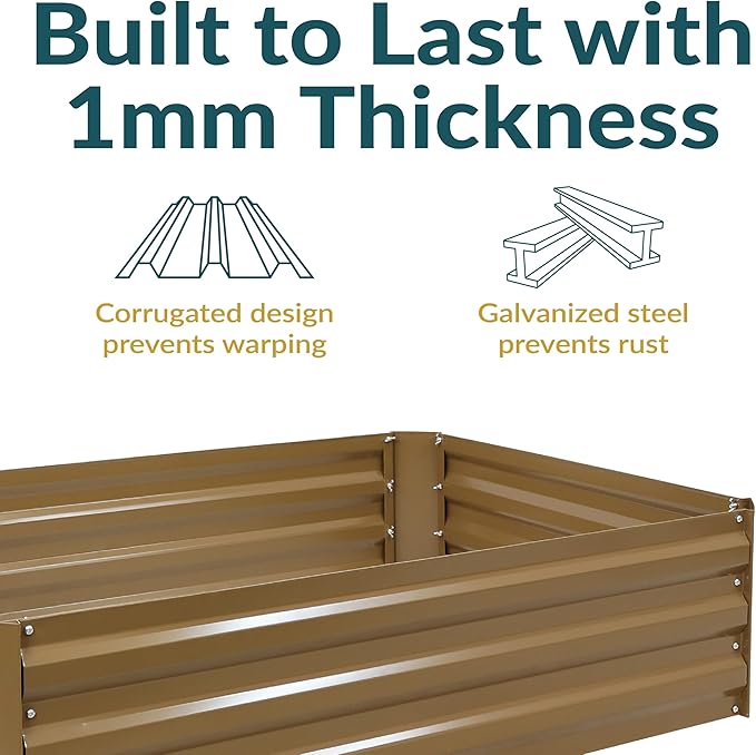 Sunnydaze 11.75" H Raised Metal Garden Bed - Galvanized Raised Garden Bed Outdoor for Vegetables and Flowers - Brown - 4' x 3' Rectangle