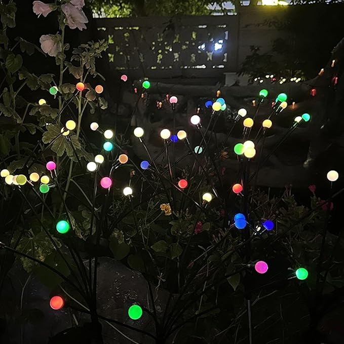 COVS Solar Garden Lights 8 LED Vibrant Firefly Starburst Swaying Lights by Wind Solar Lights for Outside Garden Decoration Firefly Lamp Outdoor Waterproof Multi Color (8 Pack, Multi-Colored)