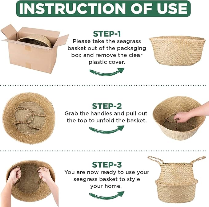 Tree Basket – Wicker Seagrass Planter for Tall Indoor Fake Olive House Plants, Decorative Rattan Baskets for 7-8 Inch Small Plant Pots (Original, Medium)