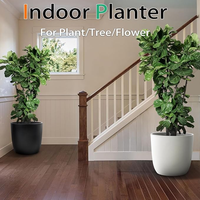 Concrete Planter Outdoor Indoor, Large Cement Plant Pots for Trees Flowers (Gray, 18 inch)