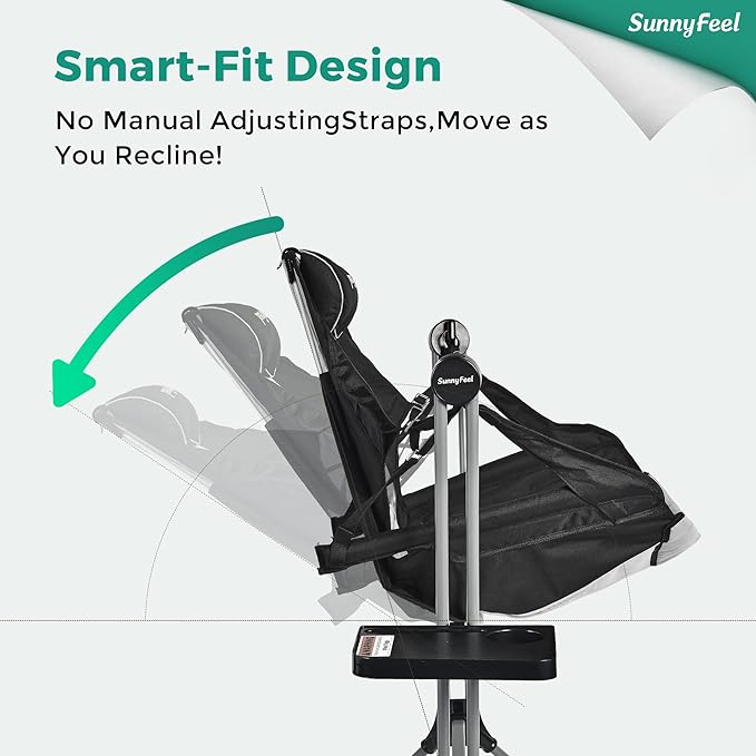 SUNNYFEEL Hammock Camping Chair, Oversized Swinging Camping Chair, Portable Hammock Chairs with Cup Holder, Beach Mat, MAX 300lbs Heavy Duty for Outdoor Travel Lawn Backyard Beach (Black)