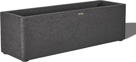 31 Inch Rectangular Concrete Planter,Durable All-Weather Use with Drainage Holes,Large Rectangular Planter for Outdoor Indoor Plants