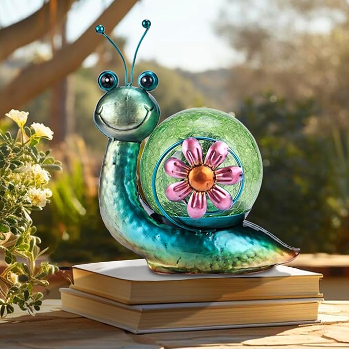 MUMTOP Solar Lantern Outdoor Waterproof LED Solar Lights Snail Decorative Tabletop Lanterns for Patio Garden Table Decor