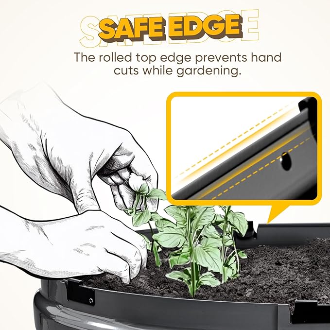 KING BIRD Raised Garden Bed Kit 2025 Upgraded Quick-Setup Galvanized Planter Garden Box Outdoor for Gardening, Vegetables, Flowers, 94x36x12 in, Dark Grey