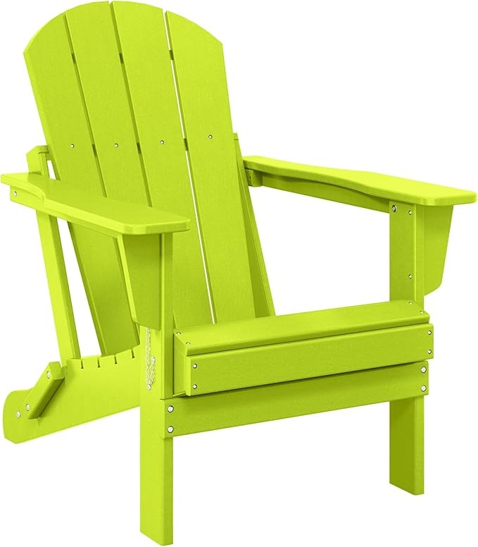 Westin Outdoors Laguna WO Home Outdoor Adirondack Folding Chair Lounger Seat Traditional Retro Home Furniture for Beach, Balcony, Backyard, Lawn, Patio, Pool, Deck, Garden (Lime Green)