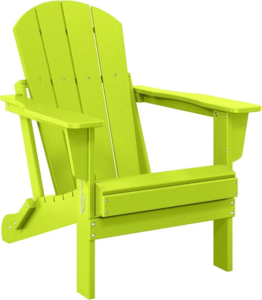Westin Outdoors Laguna WO Home Outdoor Adirondack Folding Chair Lounger Seat Traditional Retro Home Furniture for Beach, Balcony, Backyard, Lawn, Patio, Pool, Deck, Garden (Lime Green)